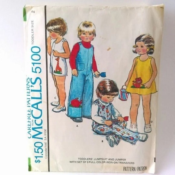 Vintage 70s Toddler Jumpsuit & Jumper Pattern McCalls 5100  Size 2 Chest 21 - Picture 1 of 5